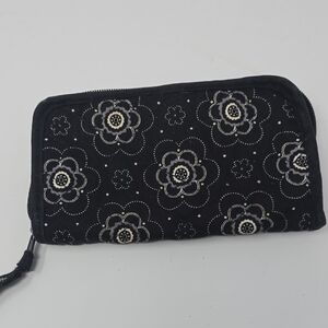 thirty-one Black Floral Zip Around Wallet
